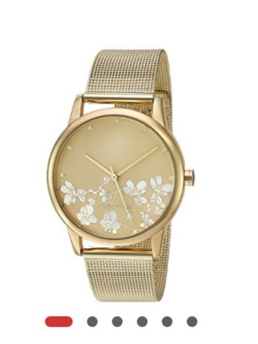 Nine West Women's Floral Goldtone Wrist Watch - Picture 2 of 5